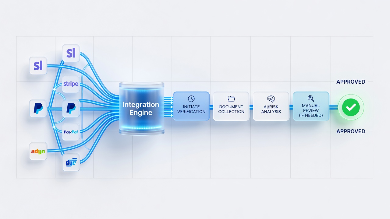 Digital verification workflow connecting payment processors and user timelines in regulated online gaming environments