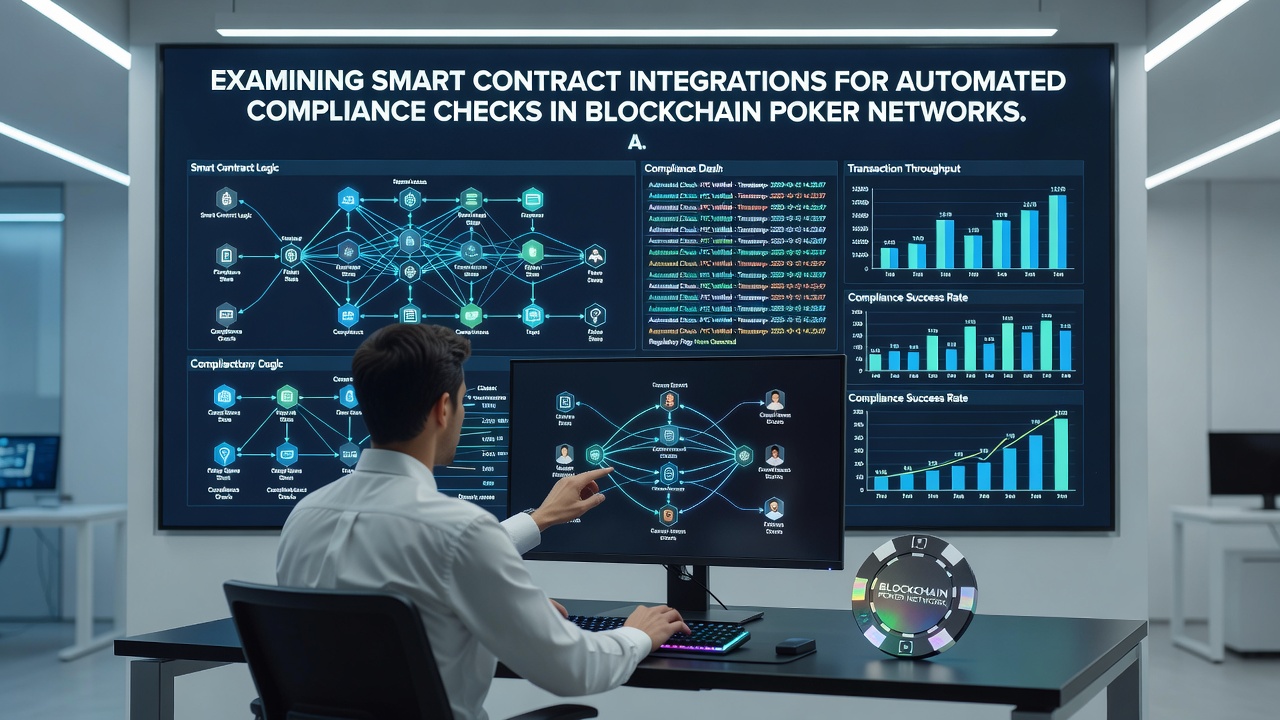 Smart contract code snippet overlaid on a map highlighting emerging market poker network nodes