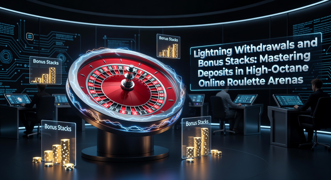 Dynamic online roulette wheel spinning rapidly under flashing lights, highlighting fast-paced action and digital deposit interfaces